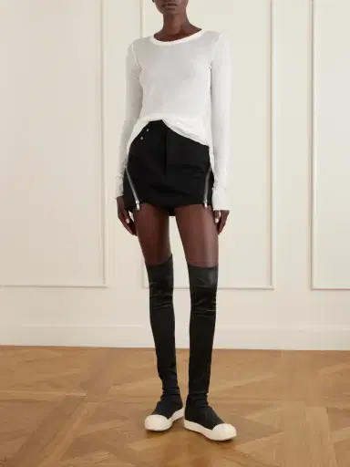 Rick Owens Bolan Banana Frayed Wool Grain De Poudre Mini Skirt | Thumbnail 2 Rick Owens Bolan Banana Frayed Wool Grain De Poudre Mini Skirt | Thumbnail 2