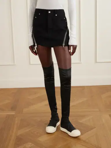 Rick Owens Bolan Banana Frayed Wool Grain De Poudre Mini Skirt | Thumbnail 3 Rick Owens Bolan Banana Frayed Wool Grain De Poudre Mini Skirt | Thumbnail 3