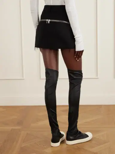 Rick Owens Bolan Banana Frayed Wool Grain De Poudre Mini Skirt | Thumbnail 4 Rick Owens Bolan Banana Frayed Wool Grain De Poudre Mini Skirt | Thumbnail 4