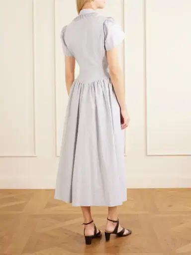 Vivienne Westwood Pleated Striped Cotton Oxford Midi Dress | Thumbnail 3