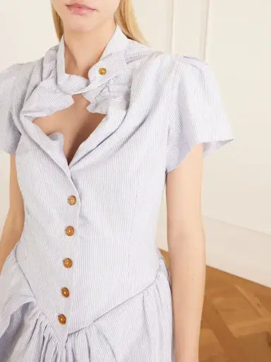 Vivienne Westwood Pleated Striped Cotton Oxford Midi Dress | Thumbnail 4