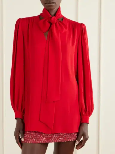 Valentino Garavani Scarf-detailed Silk-georgette Blouse | Thumbnail 3 Valentino Garavani Scarf-detailed Silk-georgette Blouse | Thumbnail 3