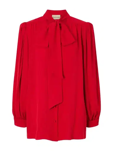 Valentino Garavani Scarf-detailed Silk-georgette Blouse | Thumbnail 1 Valentino Garavani Scarf-detailed Silk-georgette Blouse | Thumbnail 1