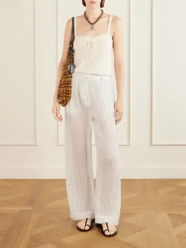 ALIX OF BOHEMIA Diana Sea Salt Pleated Pinstriped Cotton-gauze Wide-leg Pants | Thumbnail 2 ALIX OF BOHEMIA Diana Sea Salt Pleated Pinstriped Cotton-gauze Wide-leg Pants | Thumbnail 2
