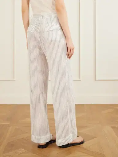 ALIX OF BOHEMIA Diana Sea Salt Pleated Pinstriped Cotton-gauze Wide-leg Pants | Thumbnail 4 ALIX OF BOHEMIA Diana Sea Salt Pleated Pinstriped Cotton-gauze Wide-leg Pants | Thumbnail 4