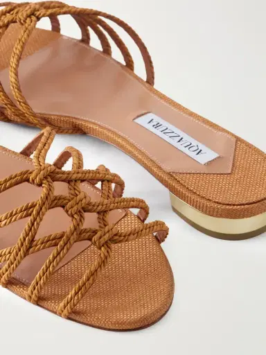 Aquazzura Luna Raffia-trimmed Cord Slides | Thumbnail 5