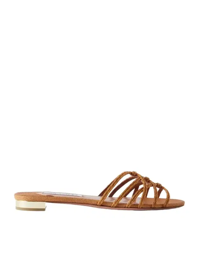 Aquazzura Luna Raffia-trimmed Cord Slides