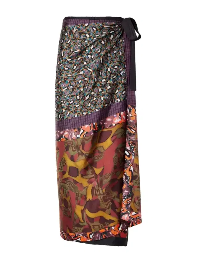 Dries Van Noten Printed Silk-twill Midi Wrap Skirt