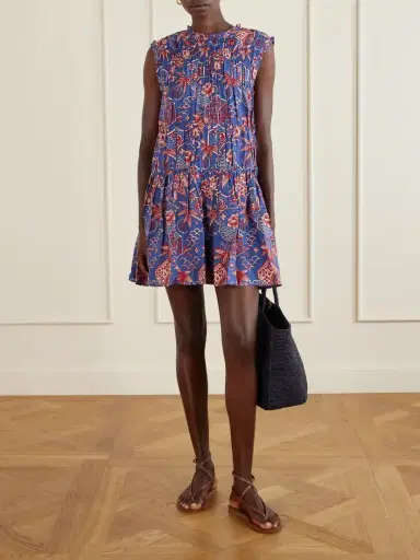 ALIX OF BOHEMIA Jule Delft Shirred Floral-printed Cotton And Silk-blend Mini Dress | Thumbnail 2 ALIX OF BOHEMIA Jule Delft Shirred Floral-printed Cotton And Silk-blend Mini Dress | Thumbnail 2