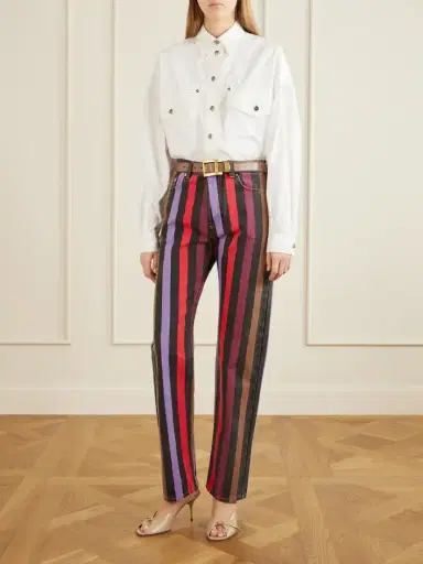 Versace Striped Mid-rise Straight-leg Cotton Jeans | Thumbnail 2 Versace Striped Mid-rise Straight-leg Cotton Jeans | Thumbnail 2