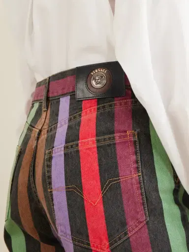 Versace Striped Mid-rise Straight-leg Cotton Jeans | Thumbnail 4 Versace Striped Mid-rise Straight-leg Cotton Jeans | Thumbnail 4