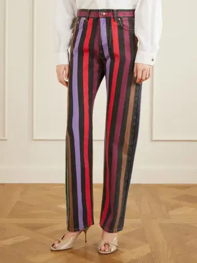Versace Striped Mid-rise Straight-leg Cotton Jeans | Thumbnail 5 Versace Striped Mid-rise Straight-leg Cotton Jeans | Thumbnail 5