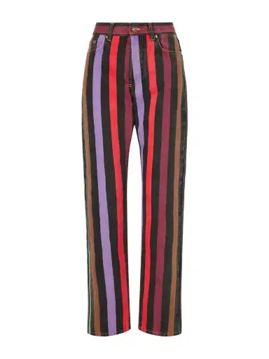 Versace Striped Mid-rise Straight-leg Cotton Jeans | Thumbnail 1 Versace Striped Mid-rise Straight-leg Cotton Jeans | Thumbnail 1