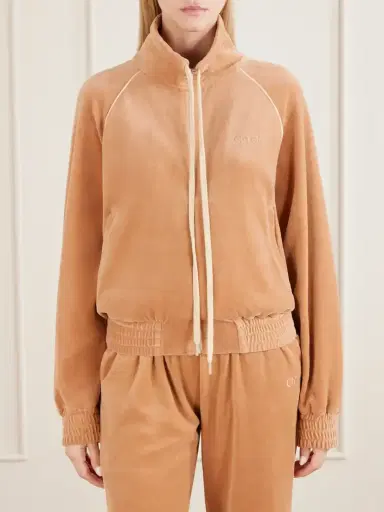 Chloé Logo-embroidered Cotton-blend Velvet Sweater | Thumbnail 3 Chloé Logo-embroidered Cotton-blend Velvet Sweater | Thumbnail 3