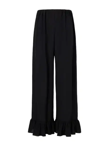 Chloé Ruffled Silk Crepe De Chine Wide-leg Pants | Thumbnail 1 Chloé Ruffled Silk Crepe De Chine Wide-leg Pants | Thumbnail 1