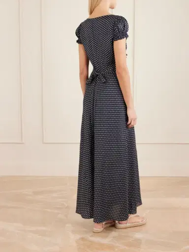 DÔEN Valerine Gathered Polk-dot Silk-blend Twill Maxi Dress | Thumbnail 3 DÔEN Valerine Gathered Polk-dot Silk-blend Twill Maxi Dress | Thumbnail 3