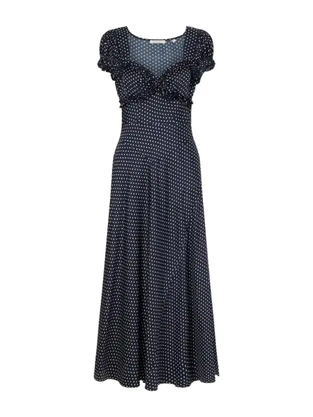 Valerine Gathered Polk-dot Silk-blend Twill Maxi Dress