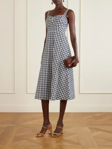 Veronica Beard Lois Checked Stretch-cotton Cloqué Midi Dress | Thumbnail 2