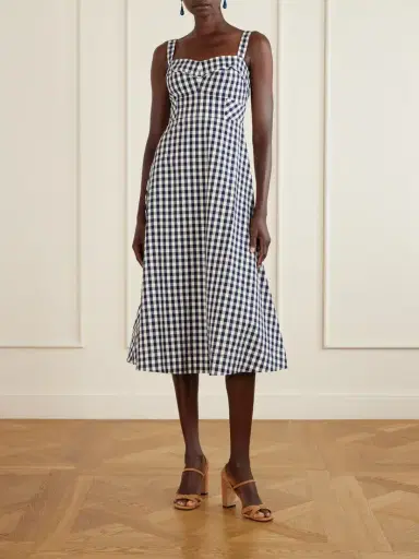 Veronica Beard Lois Checked Stretch-cotton Cloqué Midi Dress | Thumbnail 3