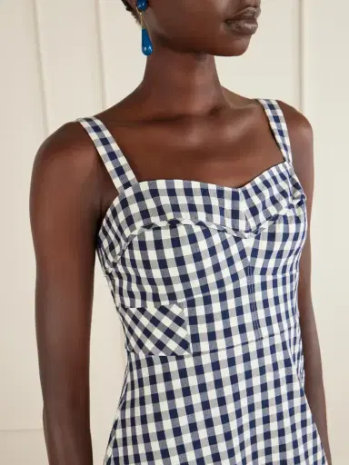 Veronica Beard Lois Checked Stretch-cotton Cloqué Midi Dress | Thumbnail 5