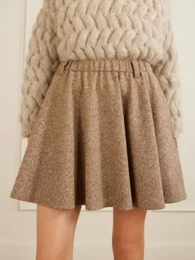 Brunello Cucinelli Pleated Wool-blend Tweed Mini Skirt | Thumbnail 3