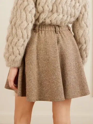 Brunello Cucinelli Pleated Wool-blend Tweed Mini Skirt | Thumbnail 4