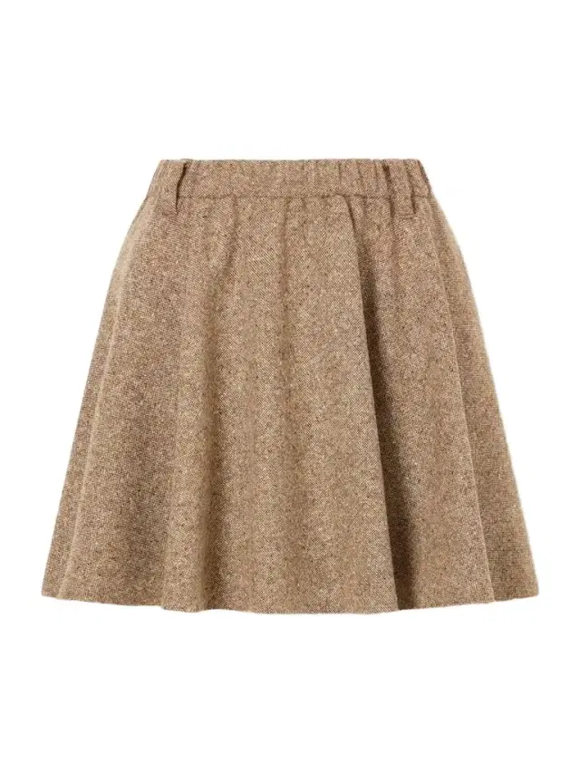 Brunello Cucinelli Pleated Wool-blend Tweed Mini Skirt