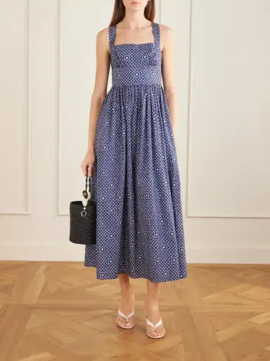 Matteau Gathered Printed Organic Cotton Midi Dress | Thumbnail 2 Matteau Gathered Printed Organic Cotton Midi Dress | Thumbnail 2