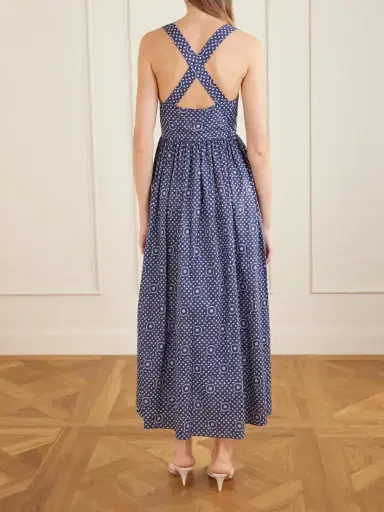 Matteau Gathered Printed Organic Cotton Midi Dress | Thumbnail 3 Matteau Gathered Printed Organic Cotton Midi Dress | Thumbnail 3