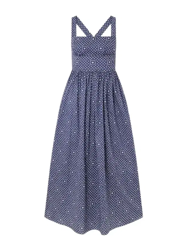 Gathered Printed Organic Cotton Midi Dress