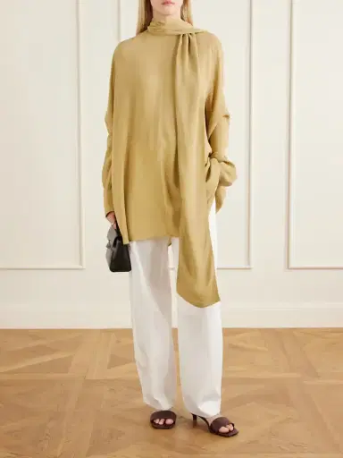 TOTEME Tie-detailed Crepe Shirt | Thumbnail 2