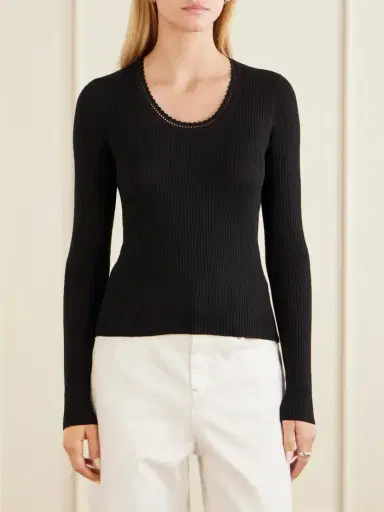 Isabel Marant Selenie Scalloped Ribbed Silk And Cotton-blend Sweater | Thumbnail 3 Isabel Marant Selenie Scalloped Ribbed Silk And Cotton-blend Sweater | Thumbnail 3