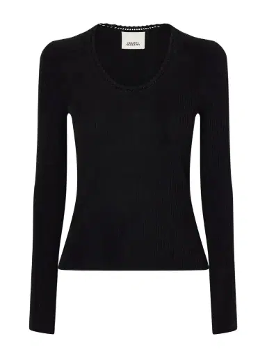 Isabel Marant Selenie Scalloped Ribbed Silk And Cotton-blend Sweater | Thumbnail 1 Isabel Marant Selenie Scalloped Ribbed Silk And Cotton-blend Sweater | Thumbnail 1
