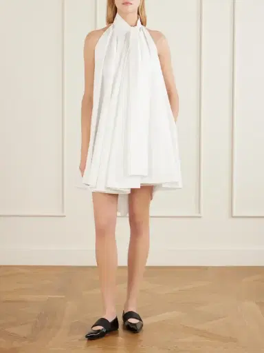 Givenchy Tie-detailed Pleated Cotton Mini Dress | Thumbnail 2 Givenchy Tie-detailed Pleated Cotton Mini Dress | Thumbnail 2