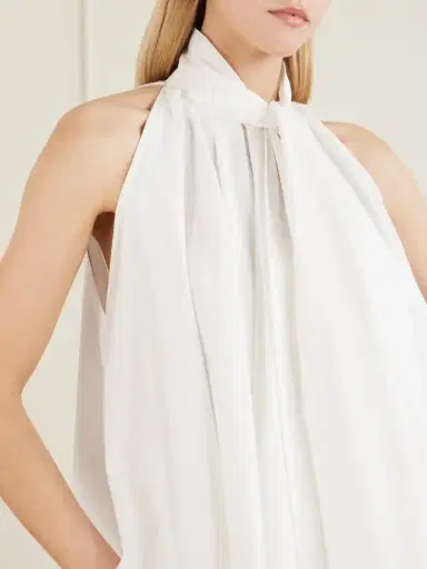 Givenchy Tie-detailed Pleated Cotton Mini Dress | Thumbnail 4 Givenchy Tie-detailed Pleated Cotton Mini Dress | Thumbnail 4