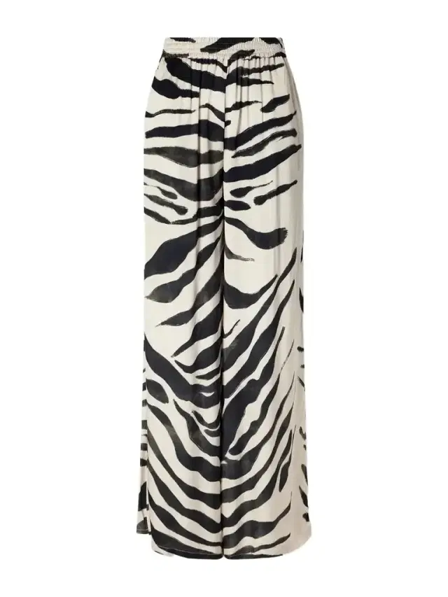 Tamu Mia Printed Satin Wide-leg Pants