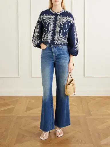 Veronica Beard Drake Cropped Embroidered Cotton-blend Poplin Jacket | Thumbnail 2 Veronica Beard Drake Cropped Embroidered Cotton-blend Poplin Jacket | Thumbnail 2