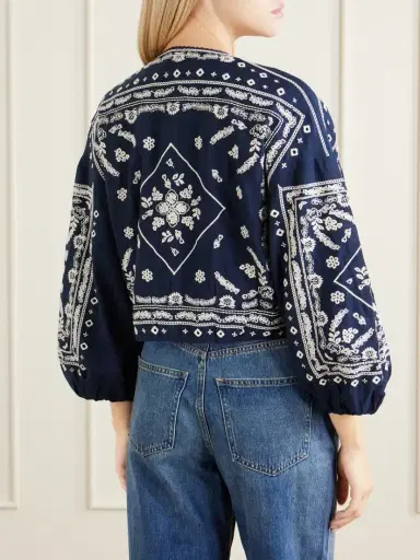 Veronica Beard Drake Cropped Embroidered Cotton-blend Poplin Jacket | Thumbnail 4 Veronica Beard Drake Cropped Embroidered Cotton-blend Poplin Jacket | Thumbnail 4