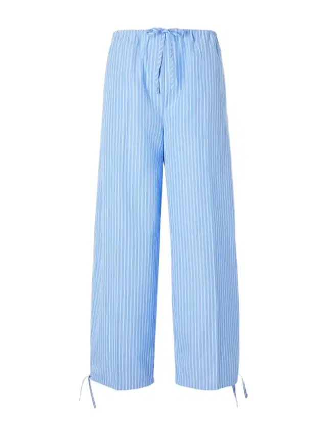 Striped Cotton Wide-leg Balloon Pants