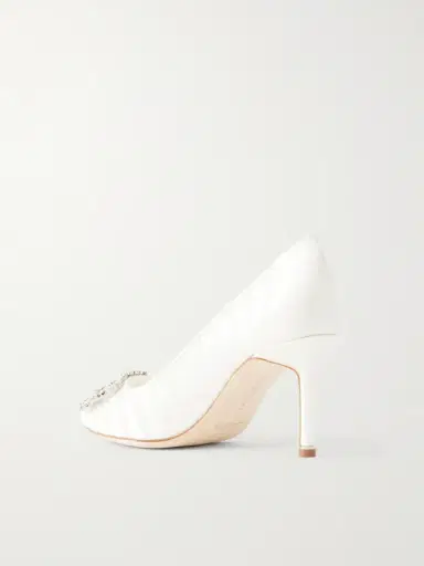 Manolo Blahnik Hangisila 70 Leather And Mesh Pumps | Thumbnail 3