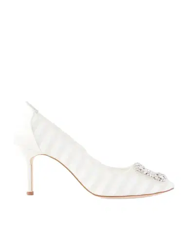 Manolo Blahnik Hangisila 70 Leather And Mesh Pumps | Thumbnail 1