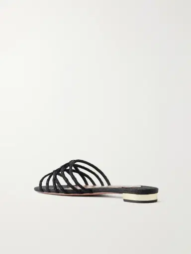 Aquazzura Luna Raffia-trimmed Cord Slides | Thumbnail 3