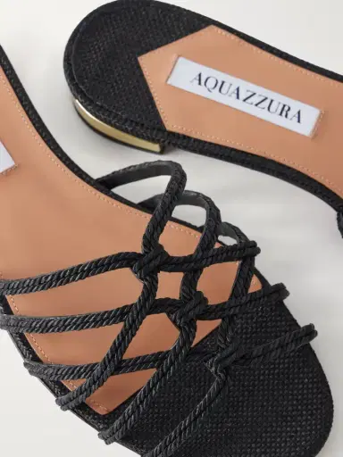 Aquazzura Luna Raffia-trimmed Cord Slides | Thumbnail 5