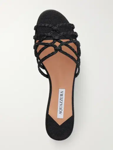 Aquazzura Luna Raffia-trimmed Cord Slides | Thumbnail 6