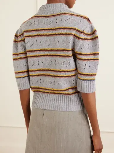 Marni Cropped Striped Open-knit Cashmere Sweater | Thumbnail 4 Marni Cropped Striped Open-knit Cashmere Sweater | Thumbnail 4