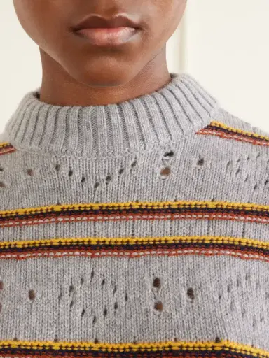 Marni Cropped Striped Open-knit Cashmere Sweater | Thumbnail 5 Marni Cropped Striped Open-knit Cashmere Sweater | Thumbnail 5