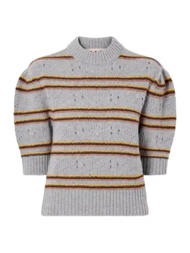 Marni Cropped Striped Open-knit Cashmere Sweater | Thumbnail 1 Marni Cropped Striped Open-knit Cashmere Sweater | Thumbnail 1