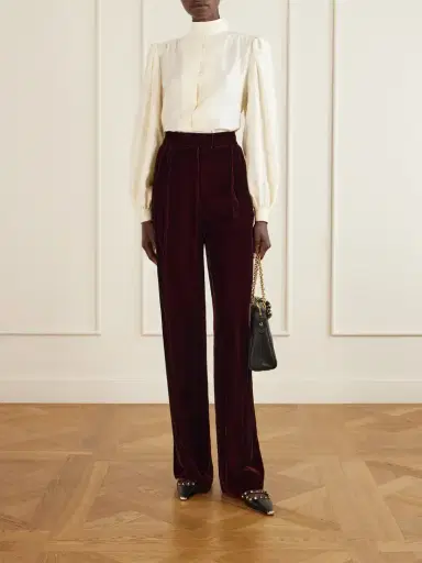 Valentino Garavani Pleated Velvet Wide-leg Pants | Thumbnail 2