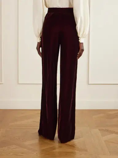 Valentino Garavani Pleated Velvet Wide-leg Pants | Thumbnail 3