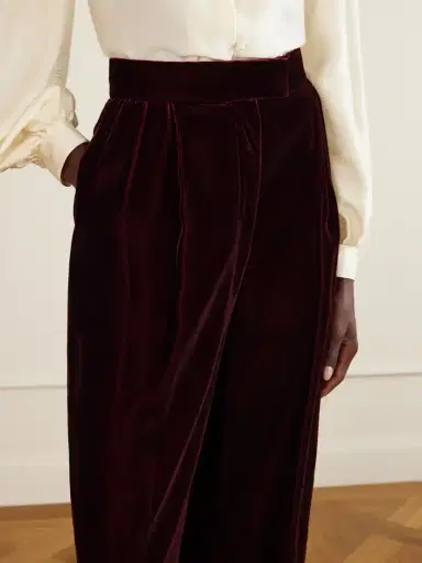 Valentino Garavani Pleated Velvet Wide-leg Pants | Thumbnail 4